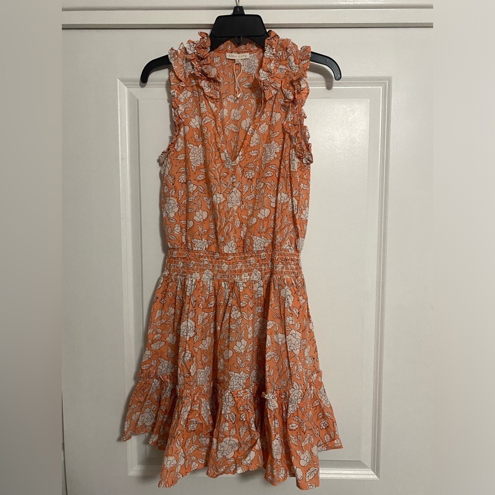Anna Cate Floral Ruffle Mini Dress Orange White Size S‎